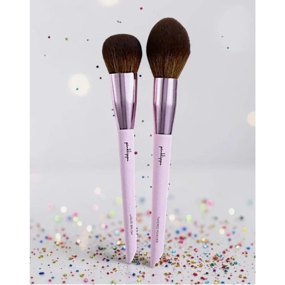 PinkLipps Cosmetics Makeup Brush Set Liquid Brush & Tapered Brush New In Wrapper